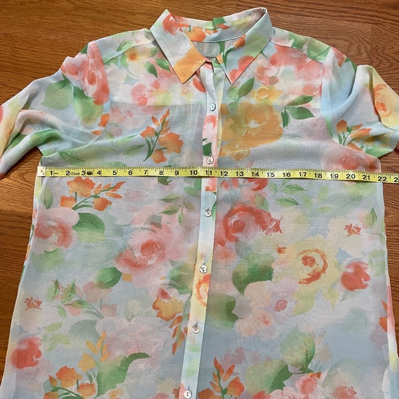 J Jill Chiffon Sheer Long Sleeved Blouse, Size M - Picture 10 of 14